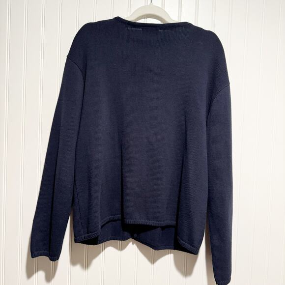 Vintage Tia Cotton Cardigan Sweater Lighthouses Coastal Navy Blue Size XL - Picture 6 of 6